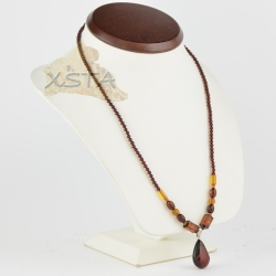 Amber necklace with cherry pendant
